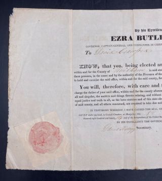 1826 Ezra Butler 11th Vermont Governor Justice Of The Peace Signed Appointment 2