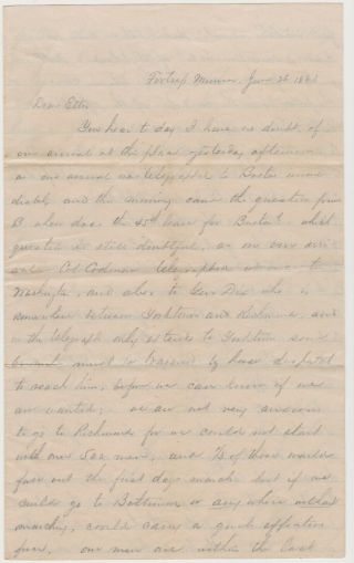 1863 Civil War Soldier Letter 45th Mass - Fortress Monroe Va - Great Content