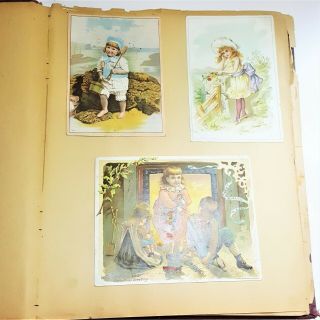 Antique 1890s Victorian Scrapbook Album Die Cuts Trading Cards Olive Vandermark