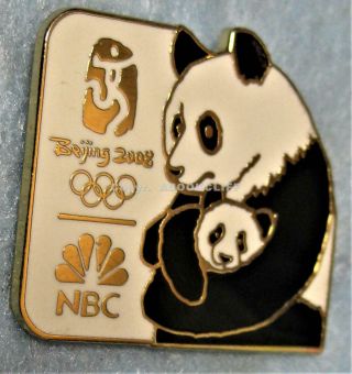 2008 Beijing Olympics Nbc Media Pin W/pandas Pin