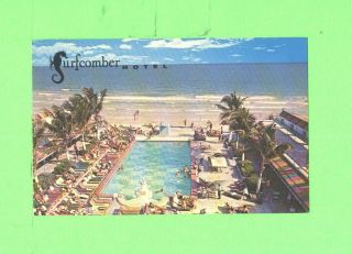 Zz Postcard Surfcomber Motel Miami Beach Florida Bathers At Swimming Pool