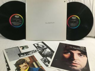 The Beatles " White Album " Black Capitol Labels Swbo - 101 (2) 1983 Lp With Poster