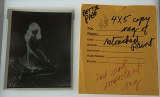 Bunny Yeager 4 X 5 Bettie Page Pin Up Negative Retouched Master Proof Notated NR 2
