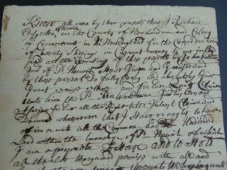 c.  1735 - COLONIAL NORWICH CONNECTICUT DEED - RICHARD EDGERTON to JOHN WATERMAN 2