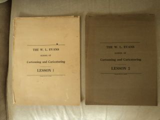 Rare 1916 W.  L.  Evans School Of Cartooning And Caricaturing - All Lessons 1 - 19