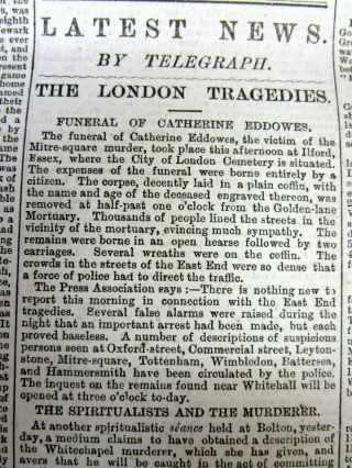 1888 British Newspaper Jack The Ripper Murder Of Catherine Eddowes Whitechapel