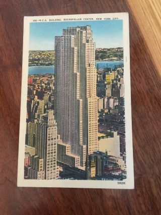 Vintage Linen Postcard R.  C.  A Building Rockefeller Center Nyc - A