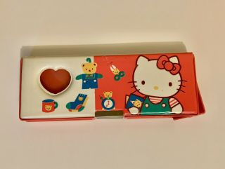 Hello Kitty Magnetic Double - Sided Pencil Box Case 1989 Sanrio Japan Vintage