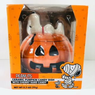 Peanuts Snoopy Halloween Pumpkin Covered Ceramic Candy Dish [candy Not Included]
