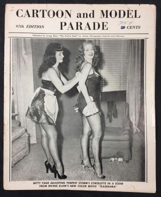 Vtg 50s Irving Klaw Cartoon & Model Parade Bettie Page Heels Nylon Risque Pinups
