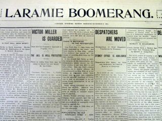 1903 Laramie Wyoming Newspaper Wild West Outlaw Tom Horn To Be Hanged For Murder