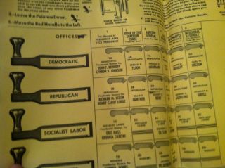Voting Machine Diagram Sample Ballot Kennedy Johnson Nixon \//.  20/8