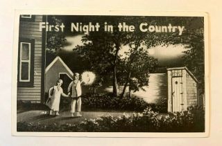 Vintage 1947 Comic " First Night In The Country " Black & White Postcard 830