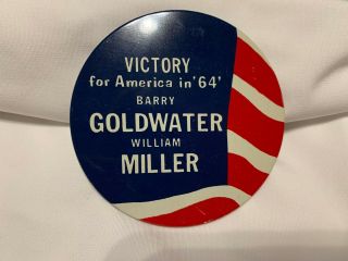 Vintage 1964 Barry Goldwater Miller Presidential Campaign Pinback Button Pin 888