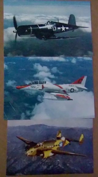 3 Vintage Postcards / Vintage War Planes /lockheed Hudson Bomber / Ta - 4j Skyhaw