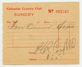 Columbia Country Club " Sundry " Receipt To Canada Consul In Shanghai China 1947