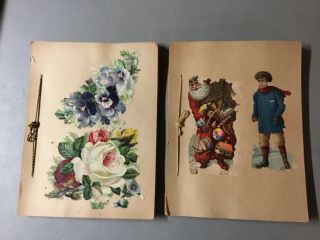 2 Antique Victorian Era Die Cut Scrapbooks,  Over 450 Die Cuts Over 55 Total Pgs