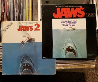 Jaws 1 & 2 Soundtrack Vinyl Record Lp John Williams 1975 & 1978 Press