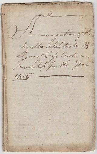 Slavery In Pennsylvania - 1800 Cross Creek Pa List Of Slaves & Taxable Residents