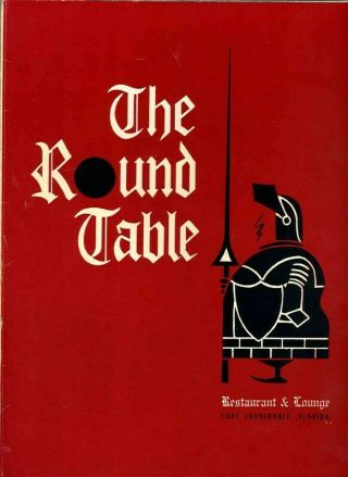 The Round Table Restaurant & Lounge Menu Fort Lauderdale Florida 1960 