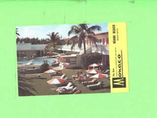 Zz Postcard Monaco Resort Motel Miami Beach Florida Bathing Beauty At Pool