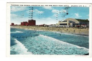 Convention Hall Beach Front Hotels Atlantic City Nj Vintage Postcard 1955
