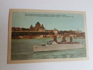 Chateau Frontenac Ocean Liner Quebec Canada Unposted Postcard Vintage