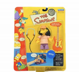The Simpsons Action Figure Toy Playmates Vtg World Springfield Otto Guitar Moc