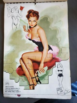 Bill Randall ' s 1954 Date Book Pin - Up Calendar Complete Chromatic Paint Co.  Rare 3