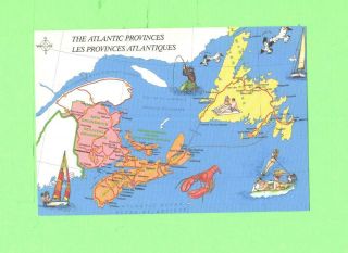 Ss Postcard The Atlantic Provinces Les Provinces Atlantiques Map Post Card