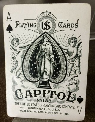 Antique c1895 Capitol Playing Cards,  Panel Back full deck US Playing Card Co 2