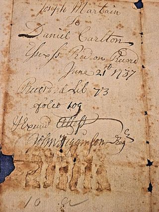 1737 Land Deed,  Andover,  Mass.  under Great Britain Colony,  Revolutionary War 2