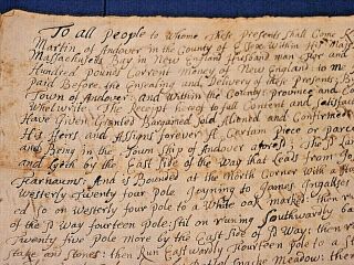 1737 Land Deed,  Andover,  Mass.  under Great Britain Colony,  Revolutionary War 3