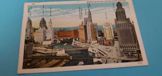 Vintage Color Postcard Chicago Wacker Drive And Chicago River