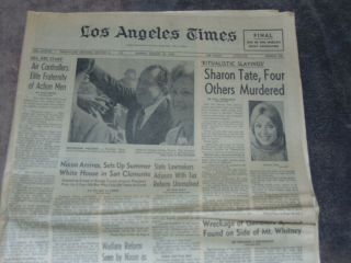Aug.  10,  1969 Los Angeles Times Newspaper: Sharon Tate Murder - - - Charles Manson
