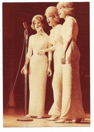 Vintage Famous People Chrome Postcard Las Vegas Mgm Grand Mcguire Sisters 1965