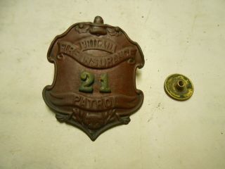 1896 Philadelphia Fire Insurance Patrol Badge Number 21