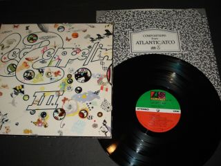 Led Zeppelin Iii Atlantic Lp Ex Vinyl Die - Cut Gatefold W/ Wheel " So Mote Be It "