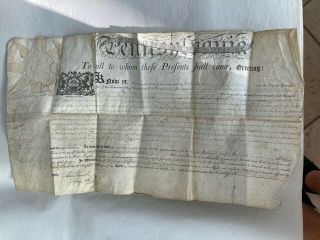 1796 Bedford County Pennsylvania Deed Signed By Gov.  Thomas Mifflin