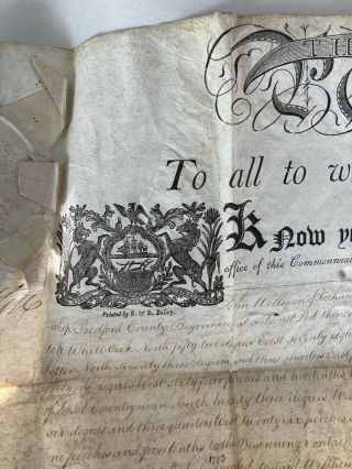 1796 Bedford County Pennsylvania Deed signed by Gov.  Thomas MIfflin 3