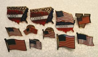 11 Flag Pins Metal Pin Back American Flag Old Glory Stars & Stripes Patriotic