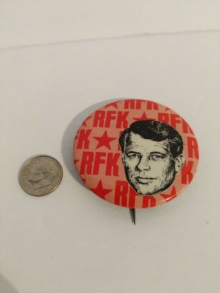 Robert F.  Kennedy Rfk Red & Pink Photo 1968 2 " Presidential Pin Pinback