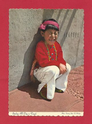 Native American Indian Hopi Tribe Young Boy Vintage Postcard Sante Fe Railway