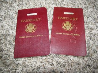 2 Expired Passports W/ Photo And Stamps Of A Woman Executive Of The Girl Scouts