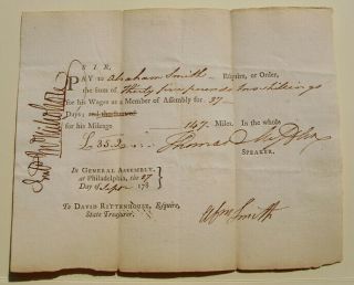 1786 Pennsylvania Thomas Mifflin Signed Document Abraham Smith Franklin County