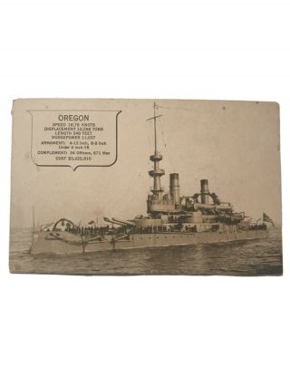 Henderson Litho Vintage Battleship Series No.  1 Oregon 1913