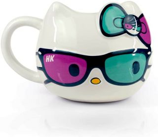 Hello Kitty Ceramic Coffee Mug With Cute Sunglasses And Bow Design - Sanrio -