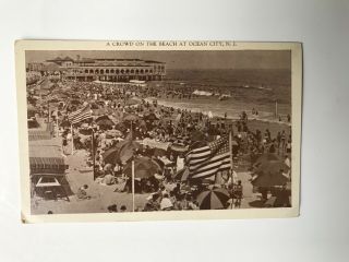 A Crowd On The Beach At Ocean City Nj Rppc Real Photo Vintage Postcard