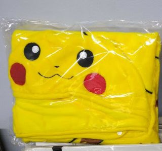 Authentic Pokemon Pikachu 3 - Way Blanket / Cushion / Shawl With Hoodie