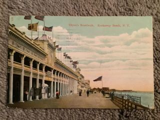 Vintage 1907 Postcard Of Tilyou’s Boardwalk,  Rockaway Beach,  Queens,  Ny